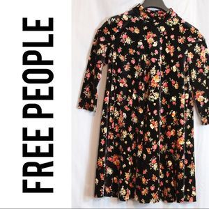 Free People Mock Neck Floral Velvet with Open Back